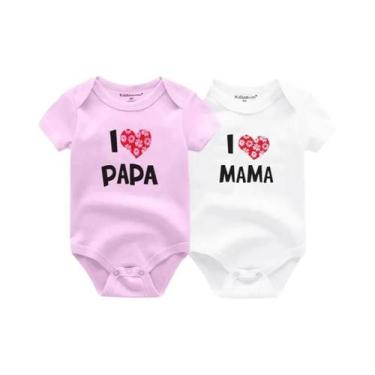 Imagem de Conjunto De 2 Peças De Body De Manga Curta Para Bebê Com Design 'Eu Am