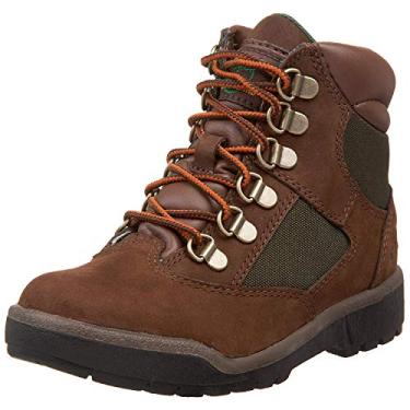 Imagem de Timberland Bota de campo para bebês/crianças pequenas 15 cm, Nobuck marrom com verde, 13 Big Kid
