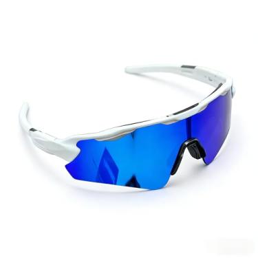 Imagem de Óculos de Sol Esportivo Unissex Polarizado UV400 – Ideal para Corrida, Ciclismo, Praia e Beach Tennis(branco com azul escuro)