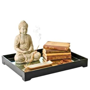 Imagem de Bandeja Espelhada Preta Decorativa tipo Altar Para Sala - JL DECOR