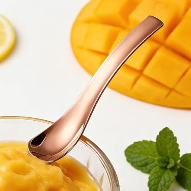 Imagem de Colher de aço inoxidável colher de chá de sorvete, colher de biscoito, colheres de sobremesa, casa, restaurante, alça de polimento, colher de café, ouro rosa