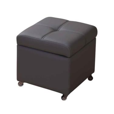 Imagem de Cubo De Assento Com Rodízios Giratórios Para Sofá Cadeira Banco Otomano Banquinho Móvel Para Sala De Estar E Quarto(Dark grey,32cm/12.6in)
