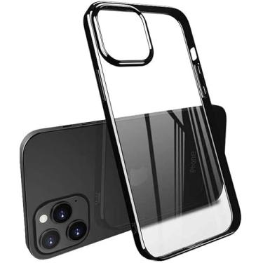 Imagem de KKFAUS para iPhone 12 Mini (2020) capa transparente de 5,4 polegadas, capa traseira de telefone à prova de choque de acrílico com tudo incluído [proteção de tela e câmera] (cor: preto)