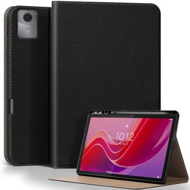Imagem de XFYKJIN Capa de couro para Lenovo Tab M11 (2023/2024)/K11 LTE/Xiaoxin Pad M11 27.9 cm | Capa protetora premium com suporte de caneta embutido, despertar/hibernar automaticamente, vários ângulos de
