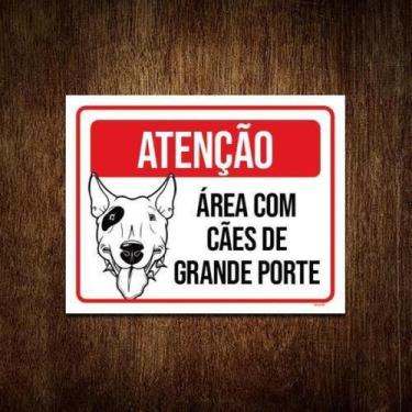 Imagem de Kit 3 Placas Atenção Área Cães Grande Porte Pitbull - Sinalizo.Com