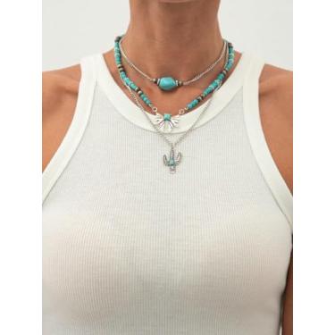 Imagem de Colar turquesa ocidental, roupas de vaqueira, joias boêmias, colares, concerto, boêmio, joias para mulheres, presentes de Natal, presentes de amizade para mulheres, Medium, Latão, Sem Pedra Preciosa