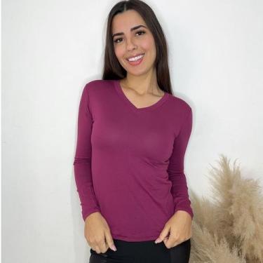 Imagem de Blusa de frio Feminina Gola V Manga Longa casual, inverno - GK TODA BE