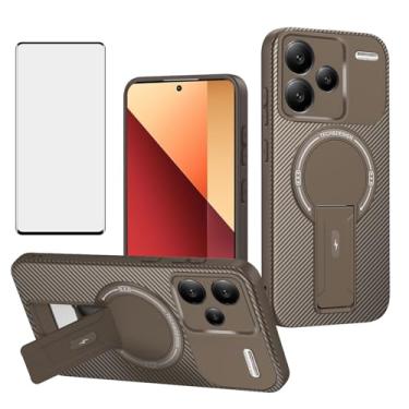 Imagem de Asuwish Capa de celular para Xiaomi Redmi Note 13 Pro Plus 5G capa de fibra de carbono magnética com protetor de tela de vidro temperado e suporte protetor de celular macio acessórios 13Pro+ 13Pro Pro