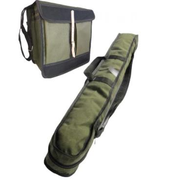 Imagem de Kit Bolsa De Pesca e Porta Varas Em Lona Impermeável Tamanho 1 metro -