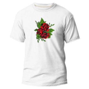 Imagem de Camiseta Básica Algodão Premium Estampa Digital Buque Rosas - Pavesi, 