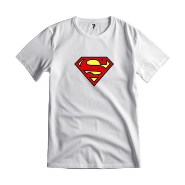 Imagem de Camiseta Logo Super Homem Superman DC Malha Fria Antipilling, M, Branc
