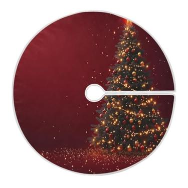 Imagem de Blueangle Saia de poliéster macio para árvore de Natal com estrelas brilhantes de 118 cm para decoração de árvore de Natal (472)