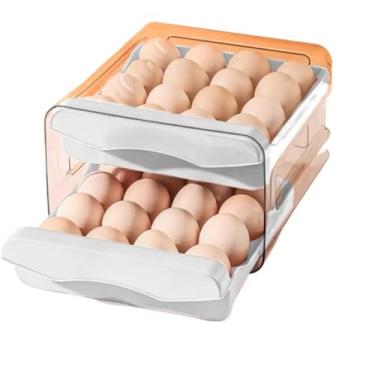 Imagem de Porta Ovos 2 Andares Gaveteiro Organizador de Geladeira Empilhável Capacidade Para 32 Ovos(Branco)