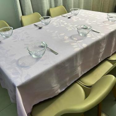 Imagem de Toalha de Mesa Jacquard - 6 Lugares Cadeiras - Retangular 1,4x2,1m (Lilas 2)