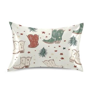 Imagem de Blueangle Fronha de cetim com botas de cowboy para cabelo e pele, fronha de seda, tamanho Queen (51 x 76 cm) - Capas de almofada de cetim com fecho de envelope (171)