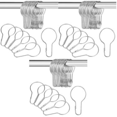 Imagem de TOYANDONA Conjunto de 60 Argolas para Cortina Com Presilhas - Ganchos de Aço Inoxidável Prateados Em Formato de Cabaça, Resistentes à Ferrugem, Ideais para Cortinas de Chuveiro, Persianas,