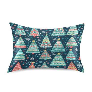 Imagem de Blueangle Fronha de cetim de árvore de Natal para cabelo e pele, fronha de seda, tamanho padrão (50,8 x 66 cm) - Capas de almofada de cetim refrescantes com fecho de envelope (738)