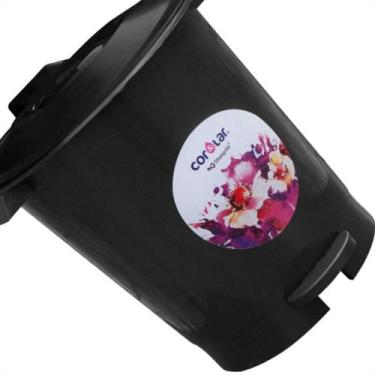 Imagem de Lixeira Shangri-La Com Pedal 12L Redonda Preta, Preto