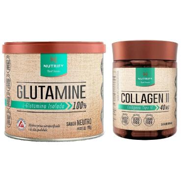 Imagem de Kit Glutamina (150g) + Colágeno Tipo II (60 cáps) - Nutrify-Unissex