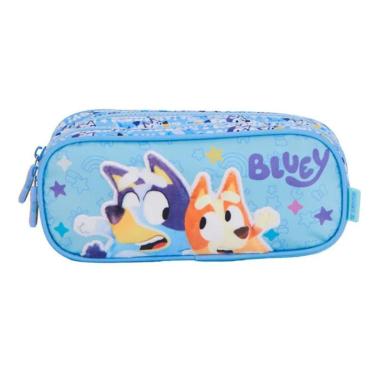 Imagem de Estojo Duplo Escolar Bolsinha Porta Lápis Infantil Bluey-Unissex
