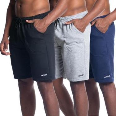 Imagem de Kit 3 Bermuda Short De Moletom Masculina Com Bolso Treino-Masculino