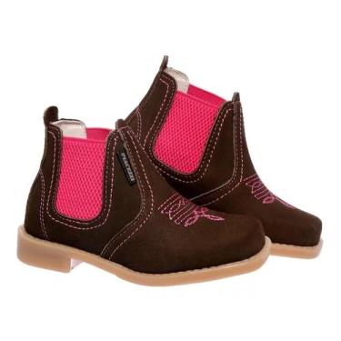 Imagem de Botina Country Piacezzi Infantil Kids Couro Legítimo, Marron, Rosa, 22