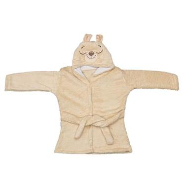 Imagem de Roupão Infantil de Microfibra Tam. PP Baby Joy, Urso bege