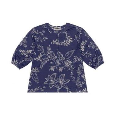 Imagem de Camisa Plus Size Feminina Manga 3/4 Secret Glam Azul-Feminino