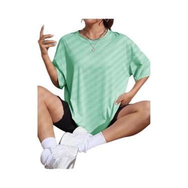 Imagem de Camiseta De Fitness Feminina De Algodão De Manga Curta Em Cor Sólida, 