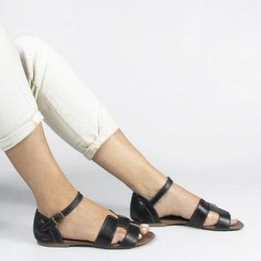 Imagem de Sandália Rasteira Couro H Fechada Melina Preta Preto 35-Feminino