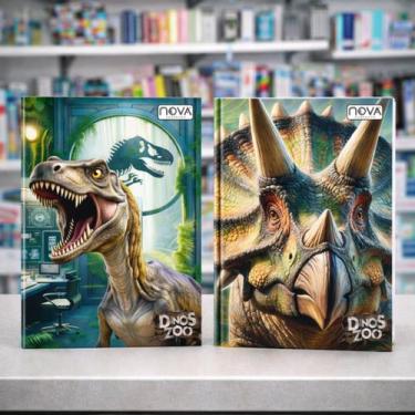 Imagem de Caderno Brochura Dinos Zoo 1/4 96 Folhas Capa Dura Estampas Variadas -