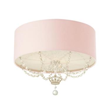 Imagem de Luminária Plafon Infantil Coroa Cúpula Rosa 50X15 3E27 - Tom Luz