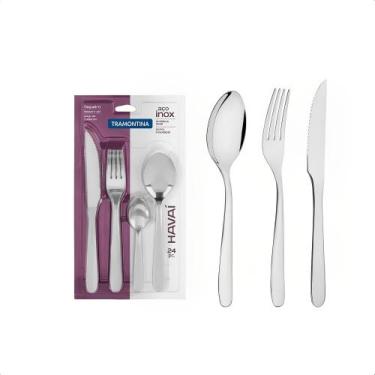 Imagem de Jogo Faqueiro 24 Peças Tramontina Havaí em Aço Inox com Facas Para Chu