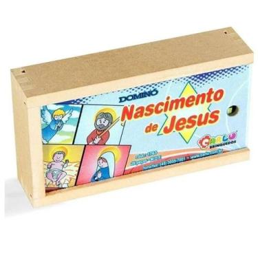 Imagem de Dominó o nascimento de jesus 28 peças caixa de madeira - CARLU