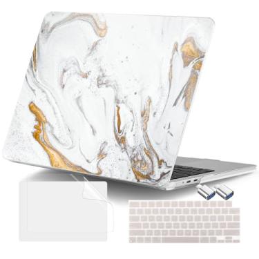 Imagem de DONGKE Capa para MacBook Air de 13,6 polegadas 2025 2024-2022 A3240 A3113 A2681 M4 M3 M2 Chip Touch ID, capa rígida de plástico e capa de teclado e adaptador tipo C para MacBook Air de 13 polegadas M4