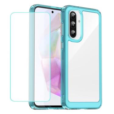 Imagem de Wanyuexes Capa para Galaxy A36 5G/Capas para Galaxy A56 com protetor de tela de vidro temperado, parte traseira de policarbonato rígido transparente e capa protetora de TPU macio para Samsung Galaxy