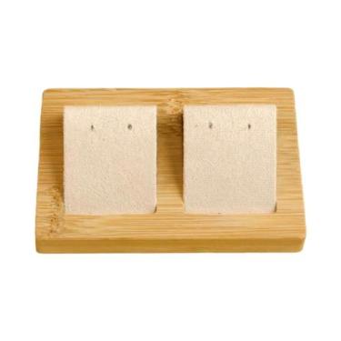 Imagem de Bandeja De Armazenamento De Joias Em Madeira De Bambu E Couro PU Avelu