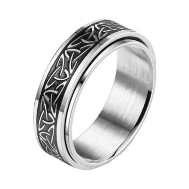 Imagem de Anel Giratório Fidget Spinner De Aço Inoxidável Com Nó Celta Viking E 