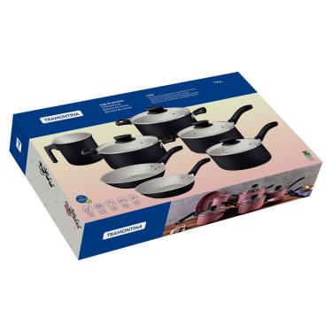 Imagem de Jogo de Panelas Antiaderente Linz Tramontina Preto 7Pçs