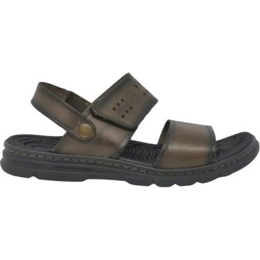 Imagem de Sandália Masculina Papete Casual Dia a Dia Passeio em Couro Calce Fácil com Elástico Ultra Conforto Amortech Pegada 134203