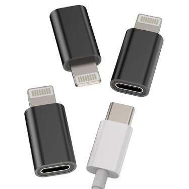 Imagem de Adaptador de carregamento USB C fêmea para Lightning macho (pacote com 3) para Apple iPhone 14 13 12 11 Pro Max Mini 7 8 Plus X Xs XR para iPad Air Tipo-C cabo de carregamento conector tipo C