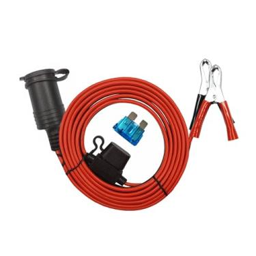 Imagem de Soquete de isqueiro fêmea para carro, grampo jacaré, clipes de 60 cm, cabo de extensão de 12 V a 24 V, adaptador de bateria, cabo de extensão com clipe com fusível extra de 15 A