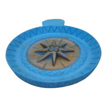 Imagem de Incensário Prato 10 cm Universal Azul Claro em Resina