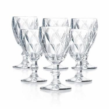 Imagem de Jogo de 6 Taças de Vidro Diamond Transparente 315ml Design Elegante e Resistente Ideal para Suco Água Refrigerante Drinks e Café Transparente para Cozinha Bar e Restaurante