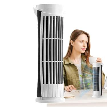 Imagem de Ventilador de torre pequena, ventilador de ar recarregável por USB | Ventilador de torre de LED pequeno sem lâminas para quarto, sala de estar, mesa, estúdio, carro, cozinha, viagem, garagem, trailer