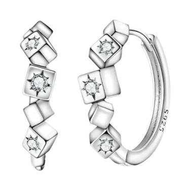 Imagem de Brincos De Argola Em Prata Esterlina 925 Com Zircônias Em Ouro Rosé Pa