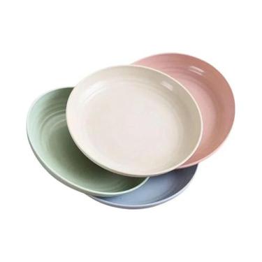 Imagem de Conjunto De 4 Pratos De Jantar Leves E Inquebráveis De Palha De Trigo,