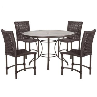 Imagem de Mesa Ascoli 4 Cadeiras Cannes De Alumínio Trama Marrom