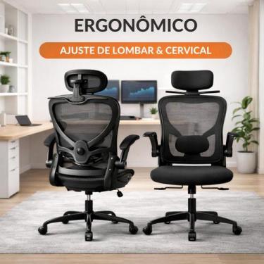 Imagem de Cadeira Escritório Ergonômica Iwmabru com Apoio de Cabeça Regulável e 