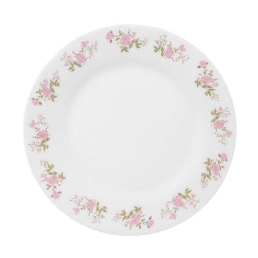 Imagem de Prato Raso De Vidro Branco Flowers Flores Pink 25,5cm Em Casa Tem